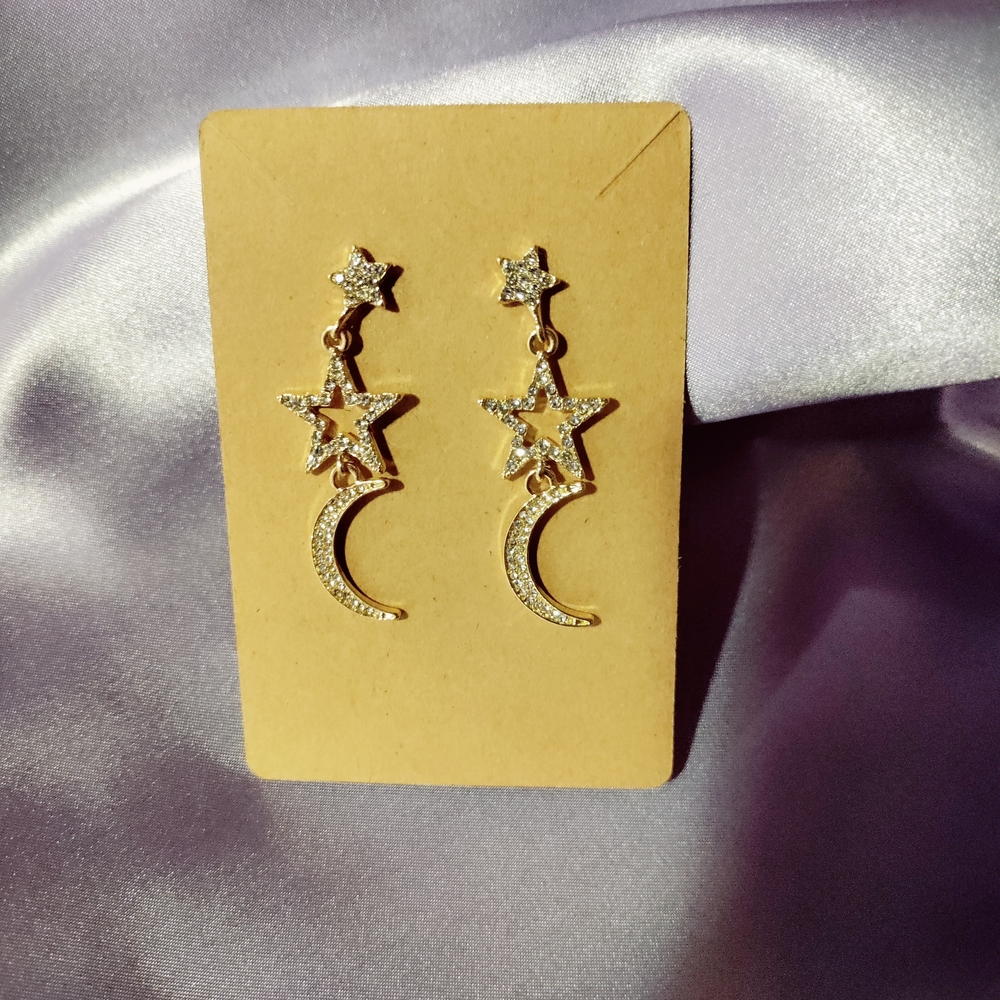 Celestial Gold Star and Moon Earrings
